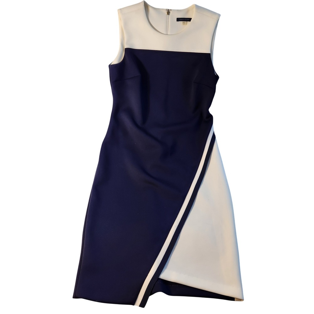 Tommy Hilfiger Colorblock‎ Sheath Dress Sleeveless Career Work Navy White